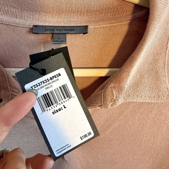 NWT John Varvatos Canon polo in worn mauve color Size L - Picture 4 of 9